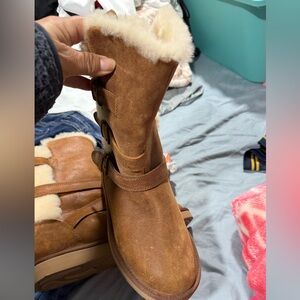 UGG Tan and Cream Shearling Boots